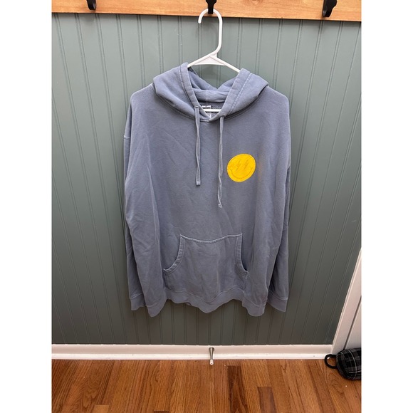 Old Row Hoodie Sweatshirt XL Blue Yellow Graphic Pullover Athleisure Top - Picture 1 of 7
